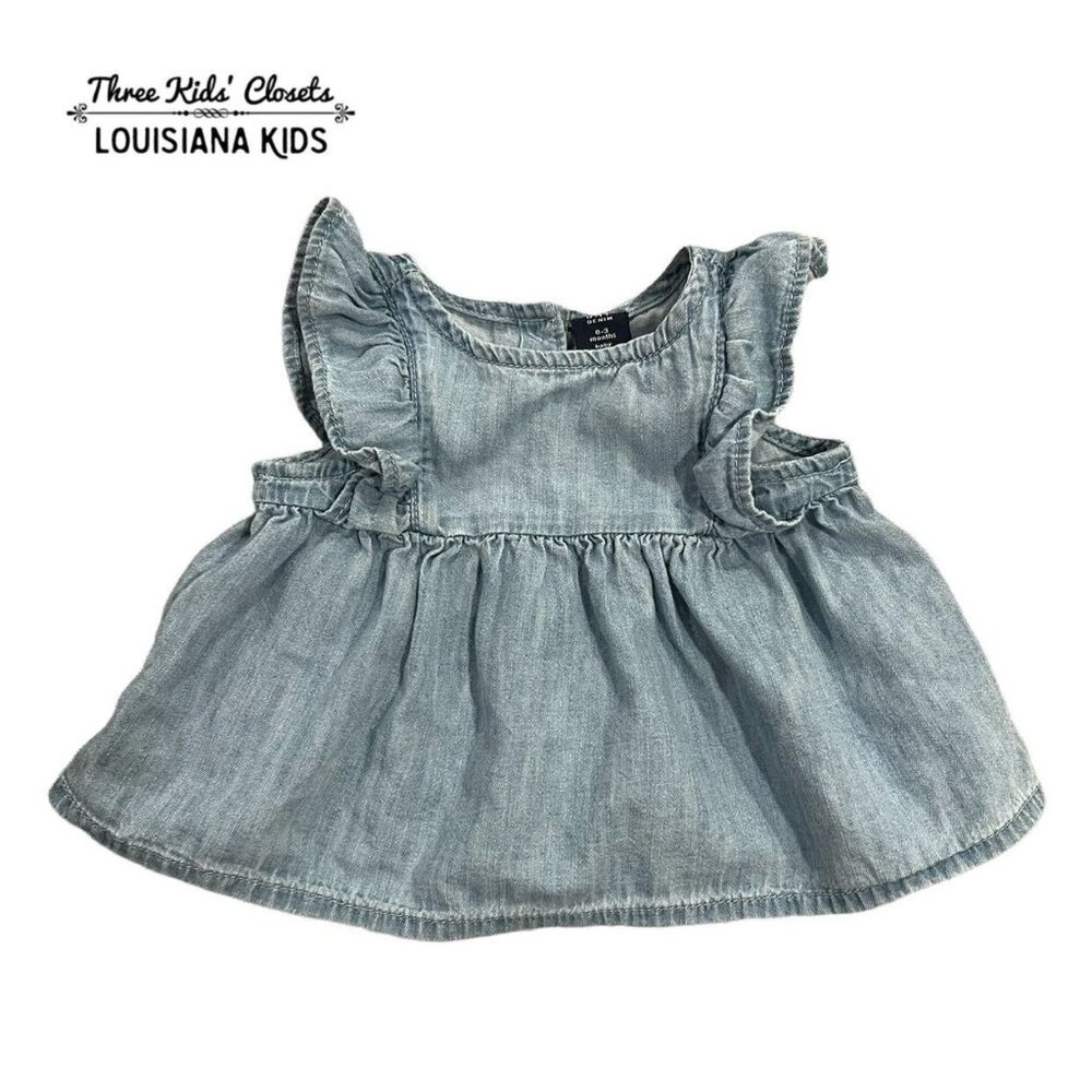 Baby Gap 0-3m Chambray Ruffle Tunic Top